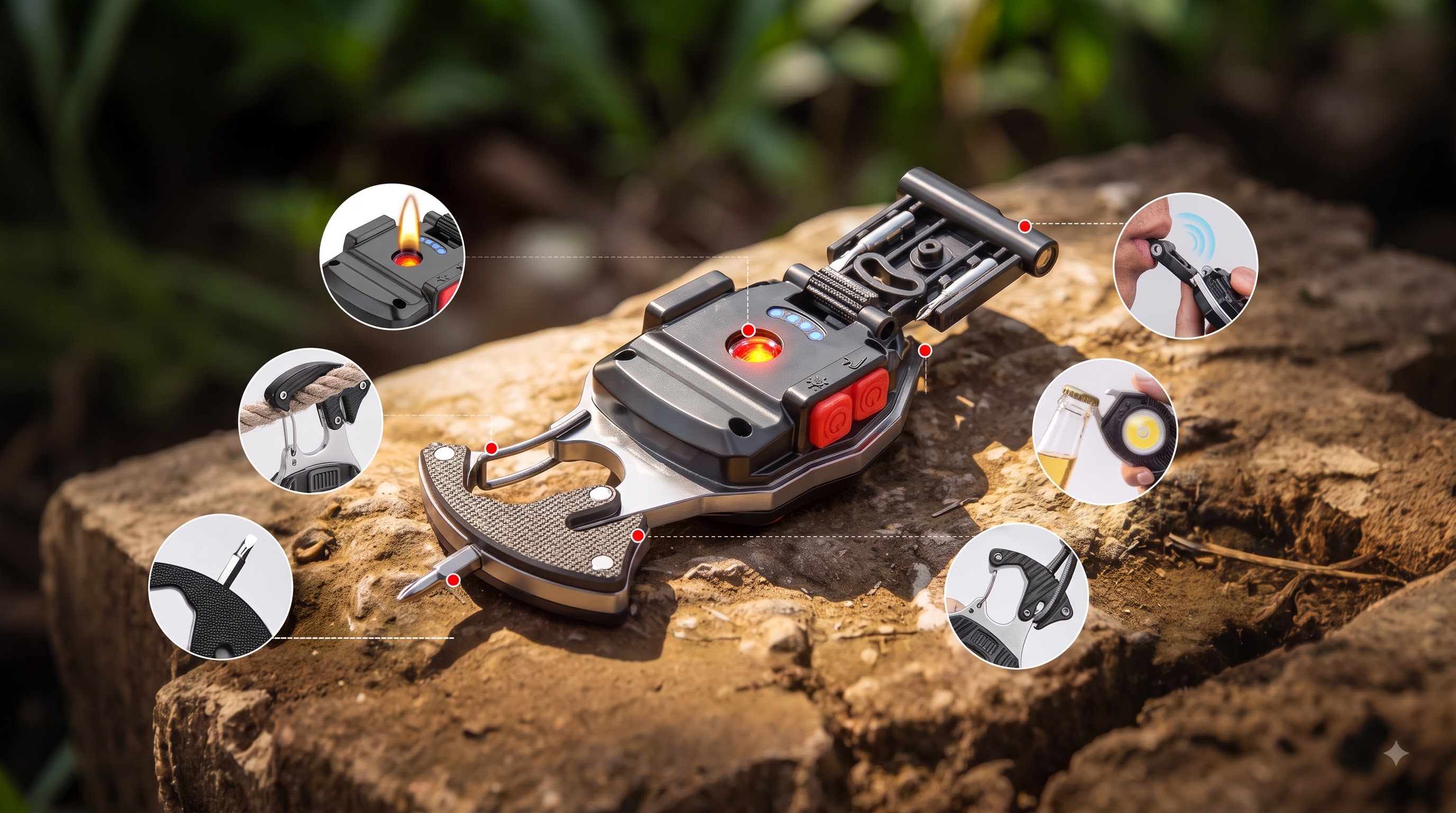 8 in 1 multifunctional keychain flashlight and utility tool